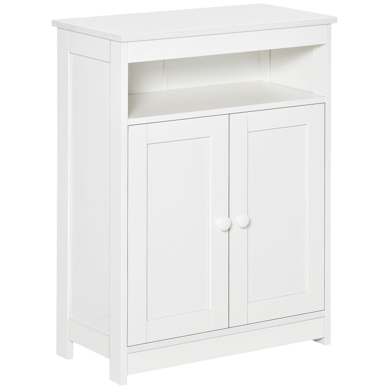 Armario Auxiliar de Baño con 2 Puertas Estante Interior Ajustable y Compartimento Abierto Mueble de Baño para Salón Cocina 60x30 Armario Auxiliar de Baño con 2 Puertas Estante Interior Ajustable y Compartimento Abierto Mueble de Baño para Salón Cocina 60x30