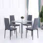 Mesa de Comedor de Cristal Mesa de Cocina Cuadrada para 4 Personas con Patas de Metal para Salón 75x75x75 cm Gris