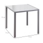 Mesa de Comedor de Cristal Mesa de Cocina Cuadrada para 4 Personas con Patas de Metal para Salón 75x75x75 cm Gris