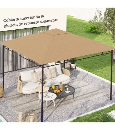 Techo de Repuesto para Cenador, 3x3 m, Cubierta de Repuesto con 8 Orificios de Drenaje, Ventilación y Protección UV, SOLO Toldo