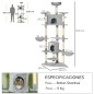 Árbol Rascador para Gatos 200 cm Torre para Gatos con 2 Cuevas 2 Hamacas Cama Postes de Sisal 60x60x200 cm Gris