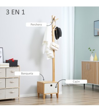 Perchero de Pie con Banco