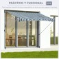 Toldo Manual Retráctil 300x150x170-280 cm con Altura Ajustable Manivela y Protección Solar para Terraza Verde