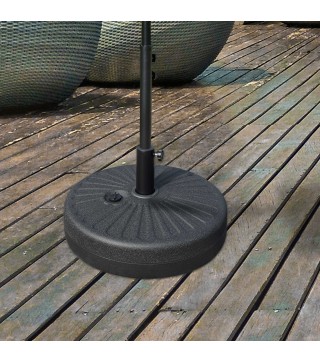 Base de Sombrilla de Jardín Rellenable de Agua 22 kg Soporte de Parasol Redondo Apto para Postes de 38mm/48mm Portátil para Terr