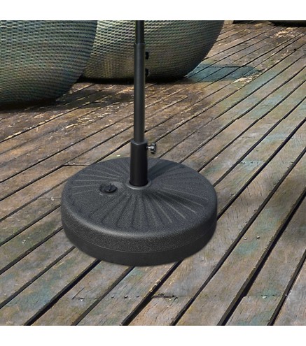 Base de Sombrilla de Jardín Rellenable de Agua 22 kg Soporte de Parasol Redondo Apto para Postes de 38mm/48mm Portátil para Terr