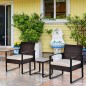 Conjunto de Mesa y Sillas de Jardín para Exterior Incluye 2 Sillones y 1 Mesa de Centro de Vidrio Marrón