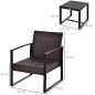Conjunto de Mesa y Sillas de Jardín para Exterior Incluye 2 Sillones y 1 Mesa de Centro de Vidrio Marrón
