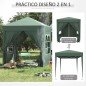 Cenador de Jardín 2x2m con 4 Paredes Laterales Tela Oxford 2 Puertas 2 Ventanas y Bolsa de Transporte Impermeable Verde Cenador de Jardín 2x2m con 4 Paredes Laterales Tela Oxford 2 Puertas 2 Ventanas y Bolsa de Transporte Impermeable Verde