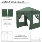 Cenador de Jardín 2x2m con 4 Paredes Laterales Tela Oxford 2 Puertas 2 Ventanas y Bolsa de Transporte Impermeable Verde