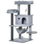 Árbol Rascador para Gatos 48x48x107 cm Torre para Gatos con Cueva de Fieltro Desmontable Hamaca Camas Plataformas Gris