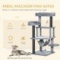 Árbol Rascador para Gatos 48x48x107 cm Torre para Gatos con Cueva de Fieltro Desmontable Hamaca Camas Plataformas Gris