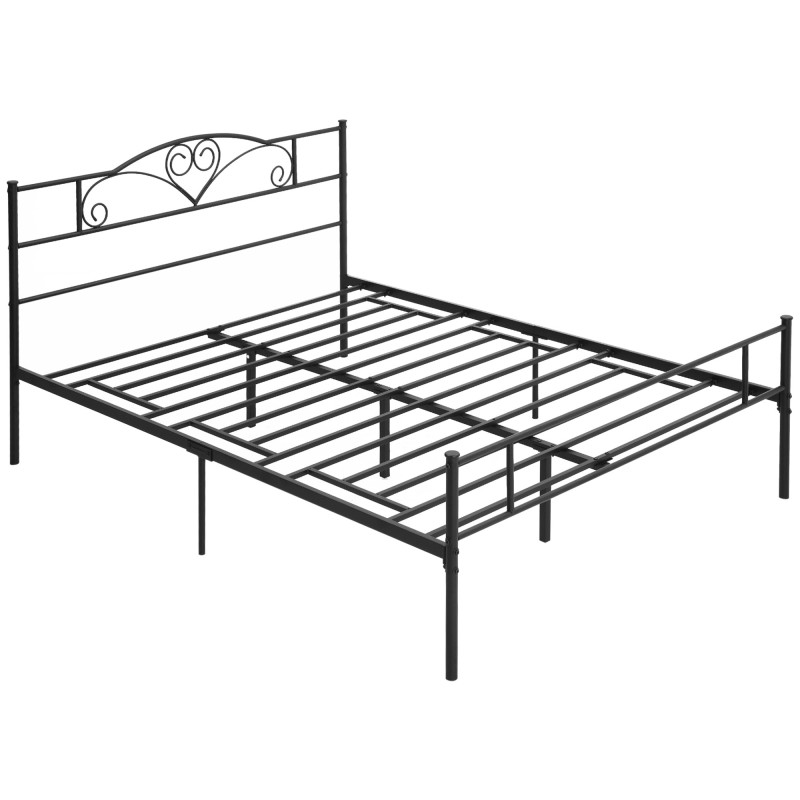Marco de Cama Doble de Metal para Colchón 150x200 cm con Cabecera y Patas de 31 cm Estructura de Cama Matrimonio con Espacio Baj