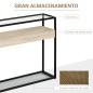 Mesa Consola de Entrada 108x28x85 cm Mueble Recibidor con Encimera de Cristal Estante y Rejilla Inferior Marco de Acero para Pas