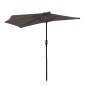 Sombrilla 269x138x236 cm Parasol de Jardín con Manivela y Forma Semicircular Tela Poliéster 180 g/m² para Exterior Terraza Patio