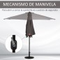 Sombrilla 269x138x236 cm Parasol de Jardín con Manivela y Forma Semicircular Tela Poliéster 180 g/m² para Exterior Terraza Patio
