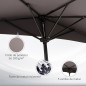 Sombrilla 269x138x236 cm Parasol de Jardín con Manivela y Forma Semicircular Tela Poliéster 180 g/m² para Exterior Terraza Patio