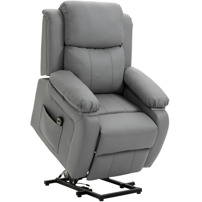 Sillón Relax Levanta Personas Sillón Elevador con Control Remoto Reclinación Eléctrica 160° Reposapiés 76x90x105 cm Gris