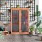 Invernadero de Jardín de Madera y Policarbonato Invernadero Vivero Casero con 3 Estantes 2 Puertas y Tapa Abatible para Cultivo