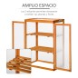 Invernadero de Jardín de Madera y Policarbonato Invernadero Vivero Casero con 3 Estantes 2 Puertas y Tapa Abatible para Cultivo