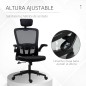 Silla de Oficina de Malla Silla Escritorio Giratoria con Altura Ajustable Reposabrazos Plegable Reposacabezas y Soporte Lumbar R