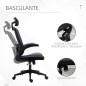 Silla de Oficina de Malla Silla Escritorio Giratoria con Altura Ajustable Reposabrazos Plegable Reposacabezas y Soporte Lumbar R