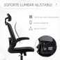 Silla de Oficina de Malla Silla Escritorio Giratoria con Altura Ajustable Reposabrazos Plegable Reposacabezas y Soporte Lumbar R