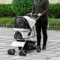 Carrito para Perros con Toldo Ajustable Cesta de Almacenaje y Ruedas con Freno Tela Oxford 77x45x99,5 cm Gris