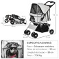 Carrito para Perros con Toldo Ajustable Cesta de Almacenaje y Ruedas con Freno Tela Oxford 77x45x99,5 cm Gris