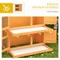 Conejera de Madera Exterior de 2 Niveles Jaula para 1-2 Conejos Mascotas Pequeñas con Techo Asfáltico Abrible y 2 Bandejas Extra