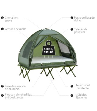 Cama Doble de Camping con Tienda