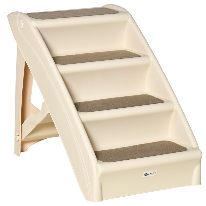Escalón para Perros Gatos Portátil con Alfombras Antideslizantes para Cama Sofá Carga 20 kg 62x38x49,5 cm Beige Escalón para Perros Gatos Portátil con Alfombras Antideslizantes para Cama Sofá Carga 20 kg 62x38x49,5 cm Beige