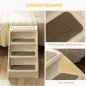 Escalón para Perros Gatos Portátil con Alfombras Antideslizantes para Cama Sofá Carga 20 kg 62x38x49,5 cm Beige
