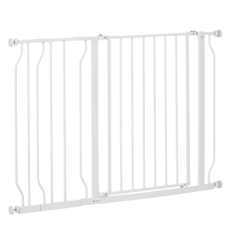Barrera de Seguridad para Perros Extensible 75-115 cm para Puertas y Escaleras Puerta de Seguridad Apertura en Dos Sentidos y So