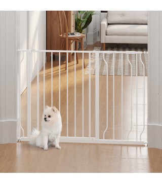 Barrera de Seguridad para Perros Extensible 75-115 cm para Puertas y Escaleras Puerta de Seguridad Apertura en Dos Sentidos y So