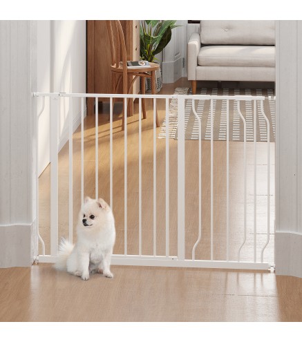 Barrera de Seguridad para Perros Extensible 75-115 cm para Puertas y Escaleras Puerta de Seguridad Apertura en Dos Sentidos y So