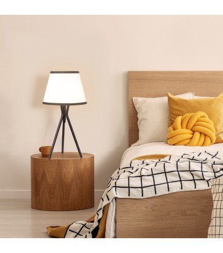 Lámpara de Mesa con Trípode de Metal Lámpara de Escritorio con Pantalla de Tela y Casquillo E27 Máx. 40W Estilo Moderno