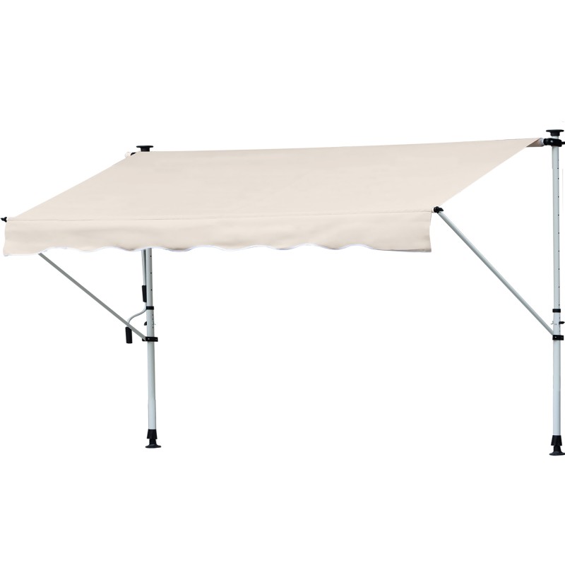 Toldo Manual Retráctil 4x1,2 m, Toldo Exterior Terraza Enrollable, Altura Ajustable 170-280 cm, con Manivela, Anti-UV e Impermea