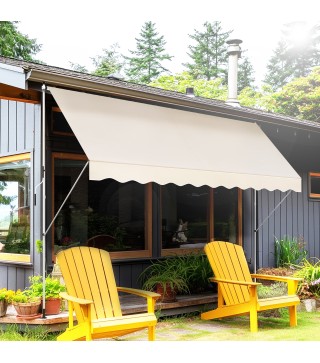 Toldo Manual Retráctil 4x1,2 m, Toldo Exterior Terraza Enrollable, Altura Ajustable 170-280 cm, con Manivela, Anti-UV e Impermea