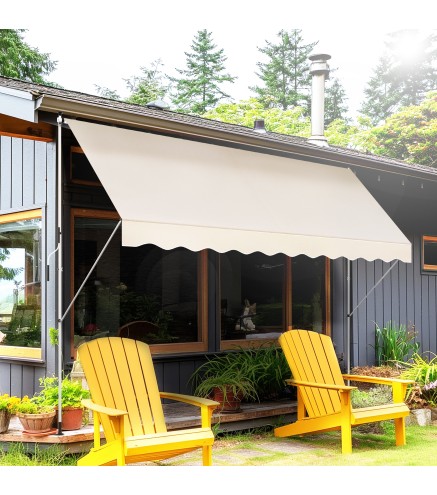 Toldo Manual Retráctil 4x1,2 m, Toldo Exterior Terraza Enrollable, Altura Ajustable 170-280 cm, con Manivela, Anti-UV e Impermea