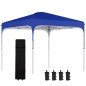 Cenador de Jardín 2,5x2,5x2,7 m con Altura Ajustable Anti-UV Impermeable 4 Bolsas de Arena y Bolsa de Transporte Azul Cenador de Jardín 2,5x2,5x2,7 m con Altura Ajustable Anti-UV Impermeable 4 Bolsas de Arena y Bolsa de Transporte Azul