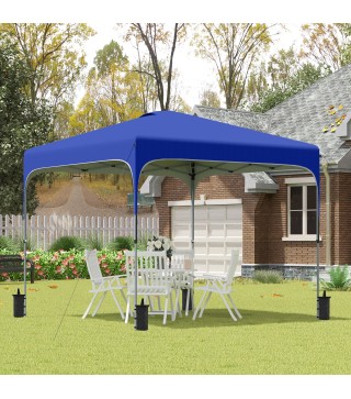 Cenador de Jardín 2,5x2,5x2,7 m con Altura Ajustable Anti-UV Impermeable 4 Bolsas de Arena y Bolsa de Transporte Azul