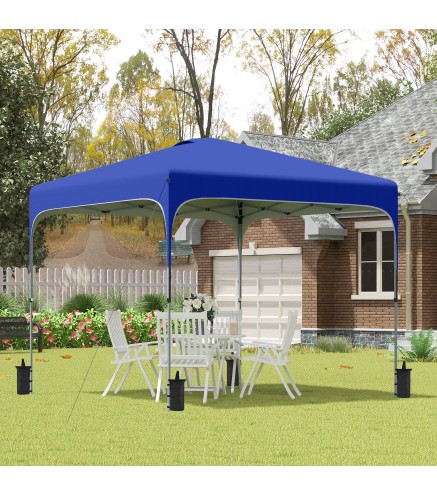 Cenador de Jardín 2,5x2,5x2,7 m con Altura Ajustable Anti-UV Impermeable 4 Bolsas de Arena y Bolsa de Transporte Azul