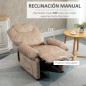 Sillón Relax Reclinable Manual, Sillón Relax de Terciopelo con Reposabrazos, Reposapiés, Acolchado Grueso, Butaca Reclinable has