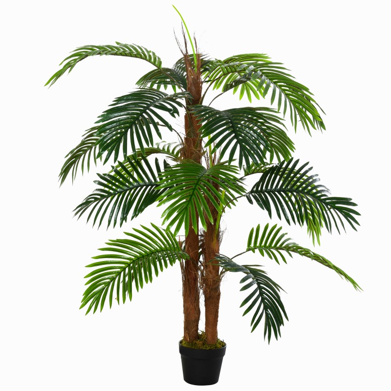 Planta Artificial Palmera Altura 120 cm Árbol Artificial con 3 Troncos y 19 Hojas para Decoración Hogar Oficina Ø16x120 cm Verde