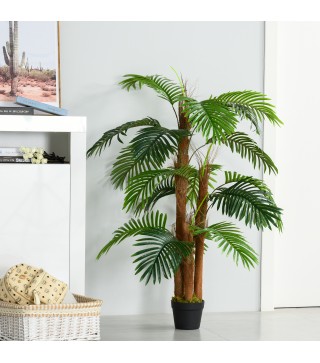 Planta Artificial Palmera Altura 120 cm Árbol Artificial con 3 Troncos y 19 Hojas para Decoración Hogar Oficina Ø16x120