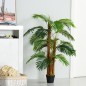 Planta Artificial Palmera Altura 120 cm Árbol Artificial con 3 Troncos y 19 Hojas para Decoración Hogar Oficina Ø16x120 cm Verde