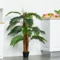 Planta Artificial Palmera Altura 120 cm Árbol Artificial con 3 Troncos y 19 Hojas para Decoración Hogar Oficina Ø16x120 cm Verde