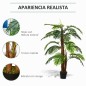 Planta Artificial Palmera Altura 120 cm Árbol Artificial con 3 Troncos y 19 Hojas para Decoración Hogar Oficina Ø16x120 cm Verde