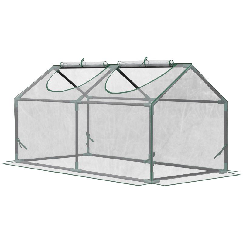 Invernadero de Exterior 120x60x60 cm Invernadero de Jardín con 2 Ventanas Enrollables Cubierta de Plástico y Marco de Acero Impe Invernadero de Exterior 120x60x60 cm Invernadero de Jardín con 2 Ventanas Enrollables Cubierta de Plástico y Marco de Acero Impe