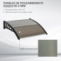 Marquesinas Exterior para Puertas y Ventanas, 103x96,5 cm, Tejadillo de Protección contra Sol y Lluvia, con Cubierta de Policarb